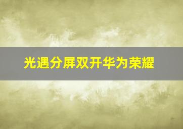 光遇分屏双开华为荣耀