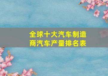 全球十大汽车制造商汽车产量排名表