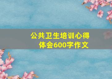 公共卫生培训心得体会600字作文