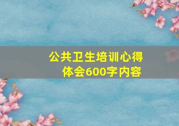 公共卫生培训心得体会600字内容