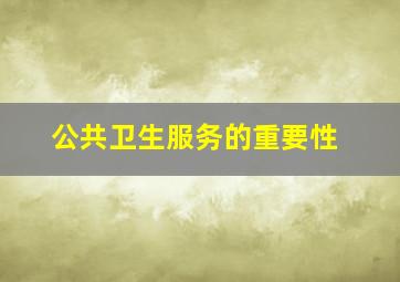 公共卫生服务的重要性