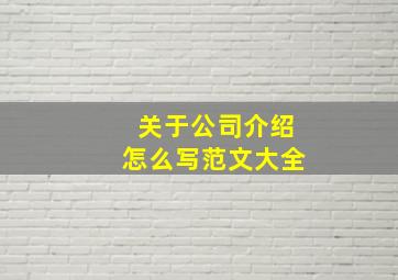 关于公司介绍怎么写范文大全