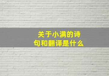 关于小满的诗句和翻译是什么