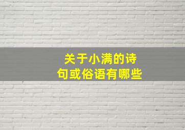 关于小满的诗句或俗语有哪些