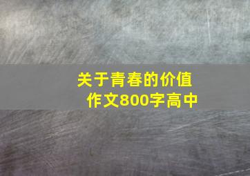 关于青春的价值作文800字高中