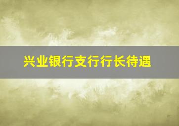 兴业银行支行行长待遇