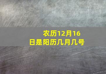 农历12月16日是阳历几月几号