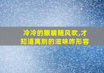 冷冷的眼睛随风吹,才知道离别的滋味咋形容