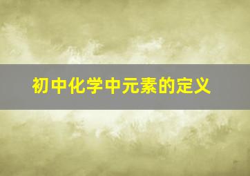 初中化学中元素的定义