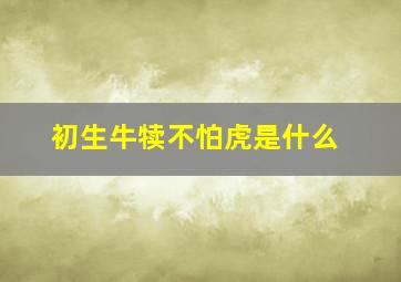 初生牛犊不怕虎是什么