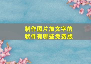 制作图片加文字的软件有哪些免费版