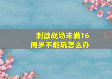 刺激战场未满16周岁不能玩怎么办