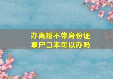 办离婚不带身份证拿户口本可以办吗