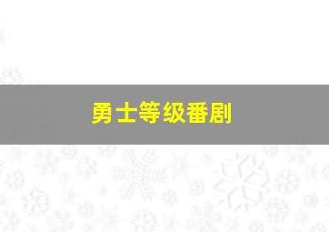 勇士等级番剧