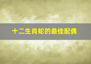 十二生肖蛇的最佳配偶