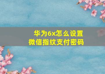 华为6x怎么设置微信指纹支付密码