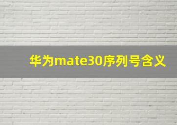 华为mate30序列号含义