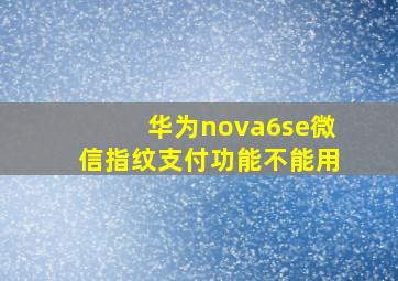 华为nova6se微信指纹支付功能不能用