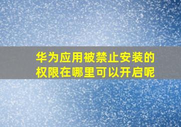 华为应用被禁止安装的权限在哪里可以开启呢