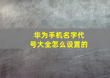 华为手机名字代号大全怎么设置的