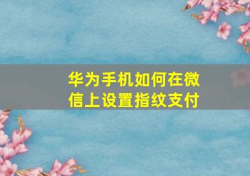 华为手机如何在微信上设置指纹支付