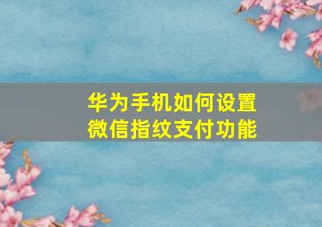 华为手机如何设置微信指纹支付功能