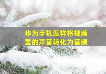 华为手机怎样将视频里的声音转化为音频