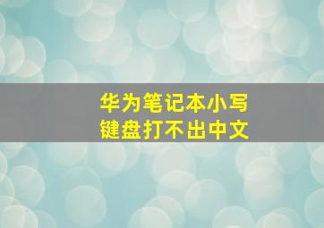 华为笔记本小写键盘打不出中文