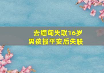 去缅甸失联16岁男孩报平安后失联