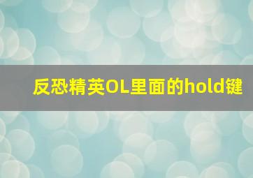 反恐精英OL里面的hold键