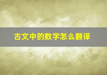 古文中的数字怎么翻译