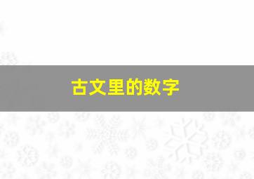 古文里的数字