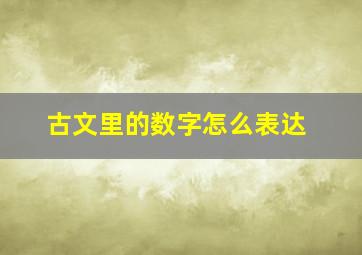 古文里的数字怎么表达