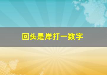 回头是岸打一数字