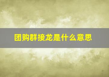 团购群接龙是什么意思