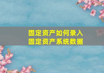 固定资产如何录入固定资产系统数据