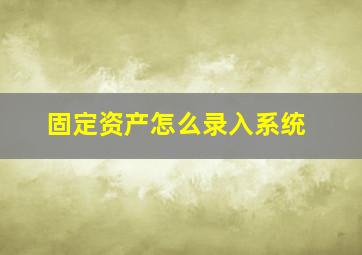 固定资产怎么录入系统