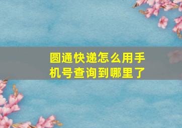 圆通快递怎么用手机号查询到哪里了