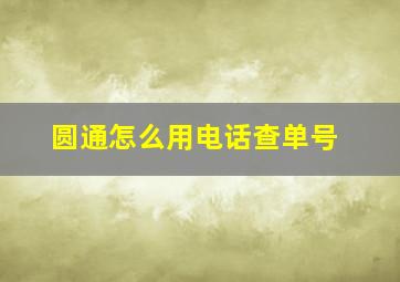 圆通怎么用电话查单号