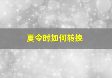 夏令时如何转换