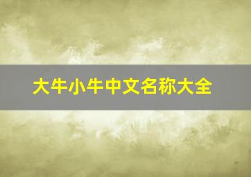 大牛小牛中文名称大全