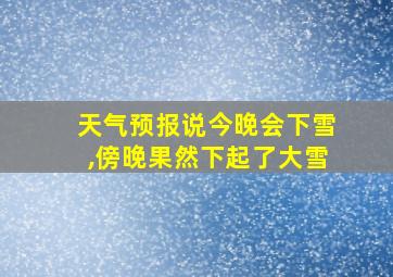 天气预报说今晚会下雪,傍晚果然下起了大雪