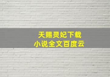 天赐灵妃下载小说全文百度云