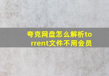 夸克网盘怎么解析torrent文件不用会员