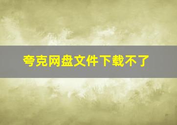 夸克网盘文件下载不了