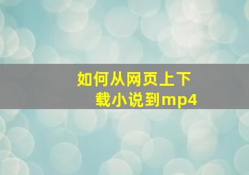 如何从网页上下载小说到mp4