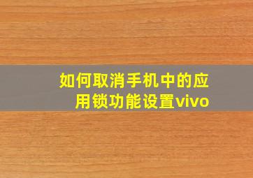 如何取消手机中的应用锁功能设置vivo