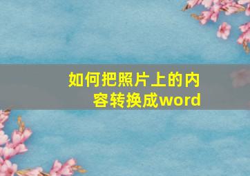 如何把照片上的内容转换成word