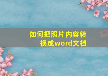 如何把照片内容转换成word文档