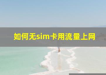 如何无sim卡用流量上网